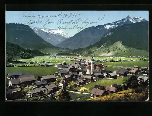 AK Bezau im Bregenzerwald, Blick auf die Dächer der Stadt