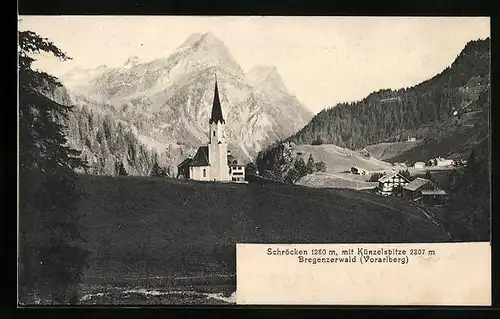 AK Schröcken i. Bregenzerwald, Teilansicht mit Kirche und Künzelspitze