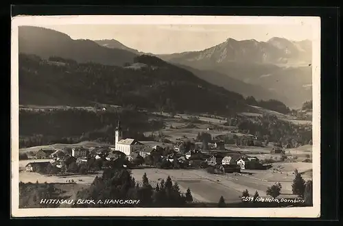 AK Hittisau im Bregenzerwald, Ortsansicht mit Blick zum Hangkopf