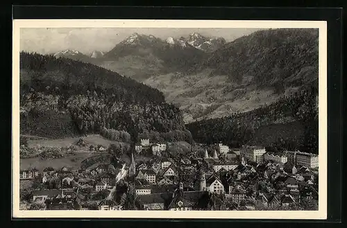 AK Feldkirch, Ortsansicht mit Gurtisspitze