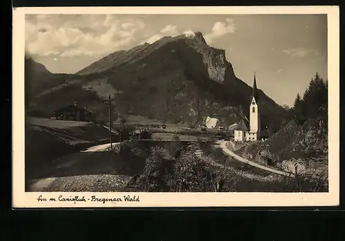 AK Au im Bregenzer Wald, Ortsansicht mit Kirche und Canisfluh