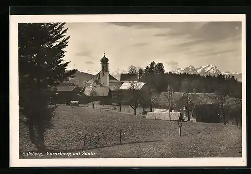 AK Sulzberg, Ortspartie mit Kirche gegen Säntis