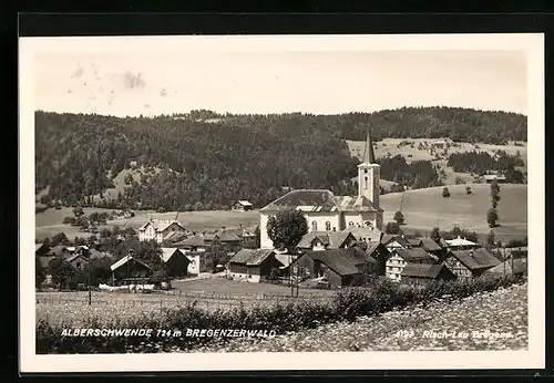 AK Alberschwende, Ortsansicht mit Feld, Wald und Wiesen