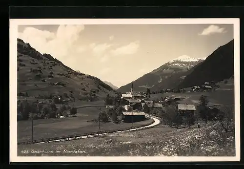 AK Gaschurn, Landstrasse und Blick auf den Ort