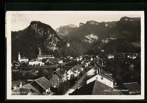 AK Hohenems, Teilansicht mit Strasse aus der Vogelschau