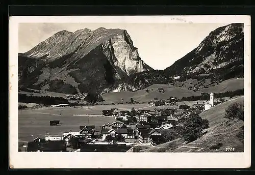 AK Schoppernau, Teilansicht mit Bergen