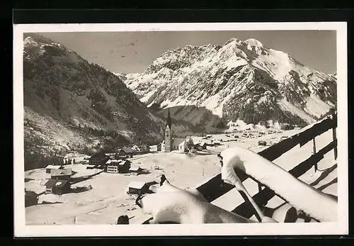 AK Mittelberg, Teilansicht mit Widderstein im Schnee