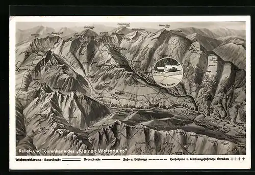 AK Riezlern im Kleinen Walsetal, Haus Küren, Panorama mit Mittelberg, Hahnenköpfle und Widderstein