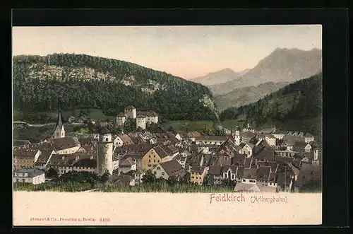 AK Feldkirch /Arlbergbahn, Teilansicht mit Bergen