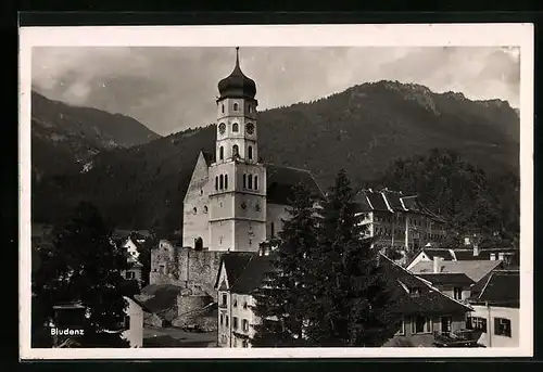 AK Bludenz, Ortspartie mit Kirche