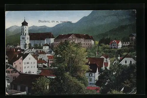 AK Bludenz, Ortspartie mit Kirche