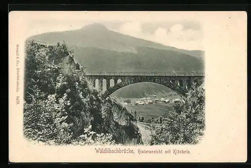 AK Klösterle, Hinteransicht der Wäldlibachbrücke mit Teilansicht
