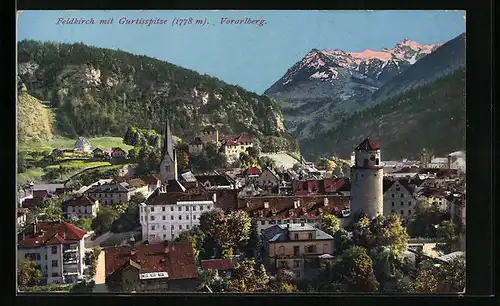 AK Feldkirch, Teilansicht mit Kirche und Gurtsspitze