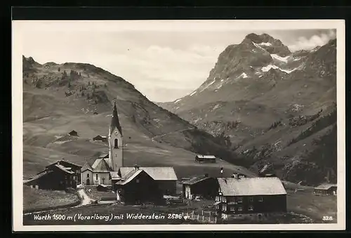 AK Warth, Ortsansicht mit Widderstein