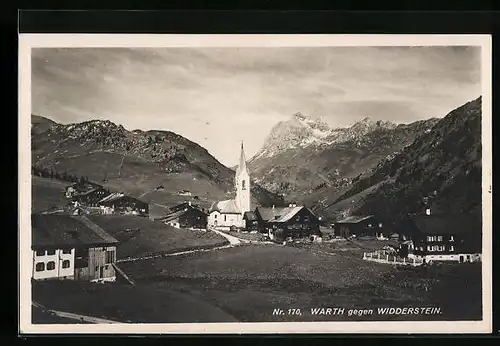 AK Warth, Panorama des Ortes gegen Widderstein