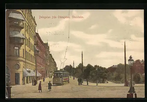 AK Stockholm, Dalagatan fran Odengatan, Strassenbahn