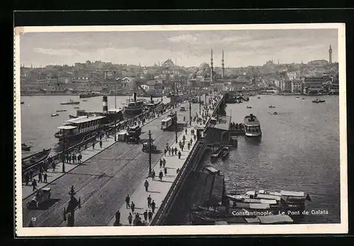 AK Constantinople, Le Pont de Galata, Strassenbahn