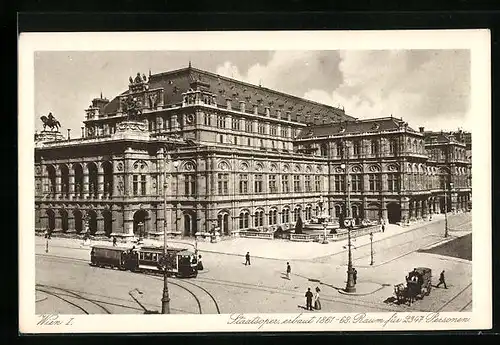AK Wien, Strassenbahn passiert die Staatsoper