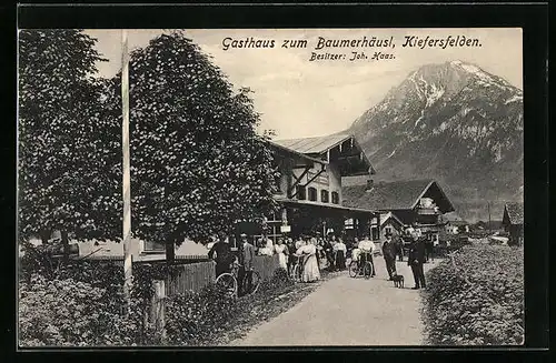 AK Kiefersfelden, Gasthaus zum Baumerhäusl mit Gästen