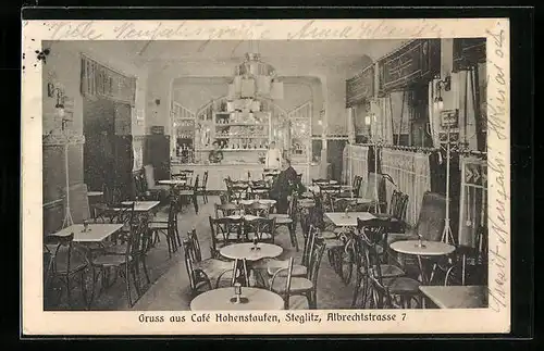 AK Berlin-Steglitz, Café Hohenstaufen in der Albrechtstrasse 7