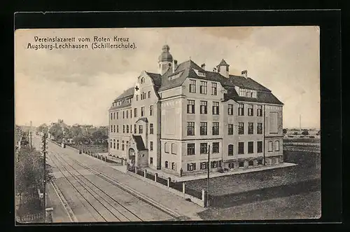 AK Augsburg-Lechhausen, Vereinslazarett vom Roten Kreuz in der Schillerschule