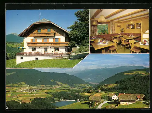 AK Oberolang, Jausenstation Sallerhof, Ortsansicht aus der Vogelschau