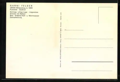 AK Mitterolang, Garni Felder aus der Vogelschau