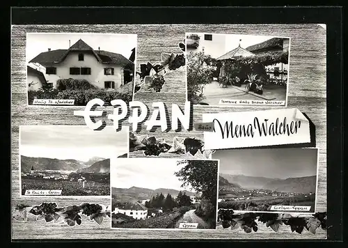 AK Eppan, Haus Mena Walcher, Ortsansichten Eppan, Girlan-Eppan und St. Pauls-Eppan