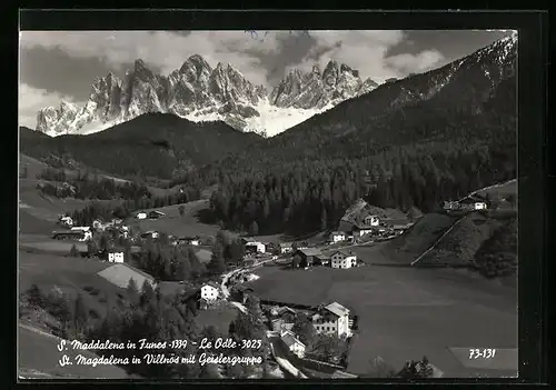 AK St. Magdalena in Villnöss, Gesamtansicht mit Geislergruppe