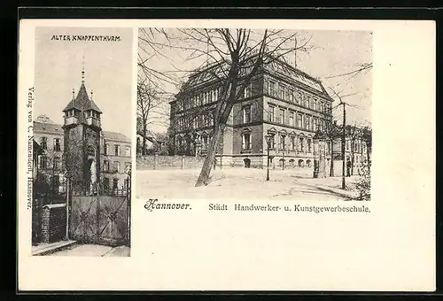 AK Hannover, Alter Knappenturm, Städt. Handwerker- u. Kunstgewerbeschule