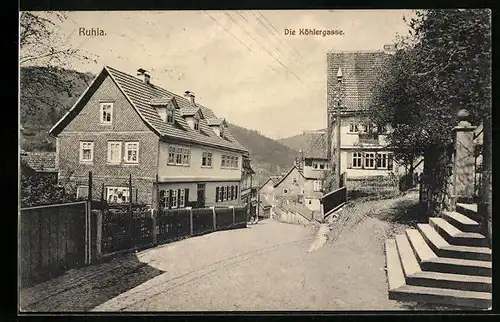 AK Ruhla, Strassenpartie in der Köhlergasse