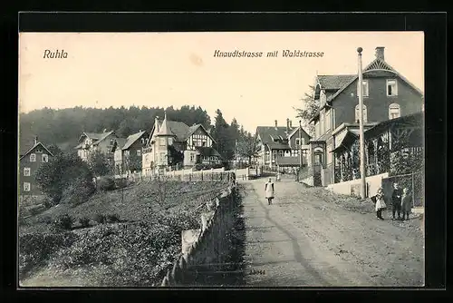 AK Ruhla, Knaudtstrasse mit Waldstrasse