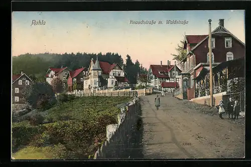 AK Ruhla, Knaudtstrasse mit Waldstrasse