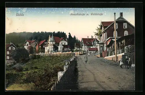 AK Ruhla, Knaudtstrasse mit Waldstrasse