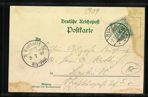 AK Ruhla i. Thür., Teilansicht, Landgrafenschmiede, Reliefs an der Landgrafenschmiede