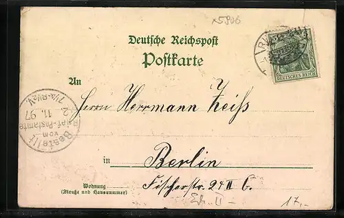 Lithographie Ruhla i. Thür., Teilansicht, Landgrafenschmiede, Reliefs an der Landgrafenschmiede