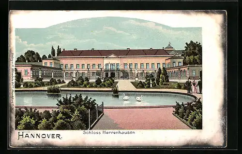 Lithographie Hannover, Schloss Herrenhausen