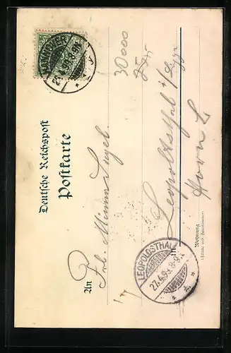 Lithographie Hannover, Gartenkirche mit Grab