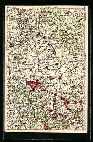 Künstler-AK Eisenach, Landkarte Eisenach und Umgebung, Wona-Karte