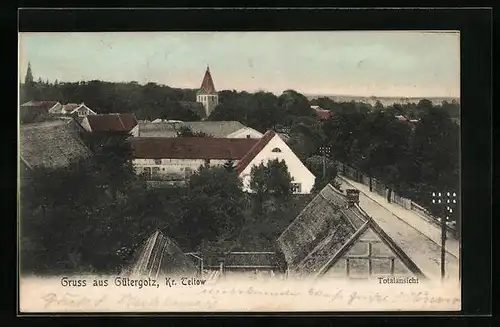 AK Gütergotz /Kr. Teltow, Totalansicht mit Strasse und Strommasten