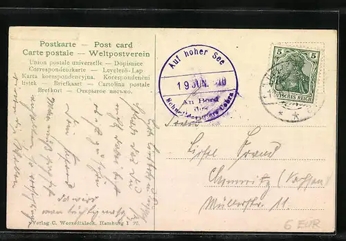 AK Salondampfer Cobra der H.-A.-Linie in voller Fahrt