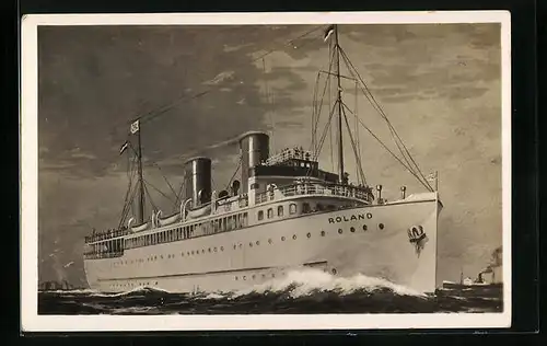 Künstler-AK Passagierschiff Roland des Nordd. Lloyds Bremen in der Bugansicht