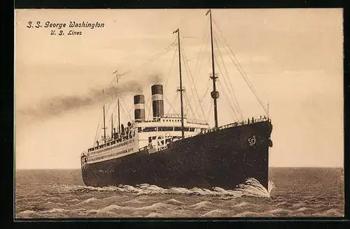 AK Passagierschiff SS George Washington der U.S. Lines, Bugansicht