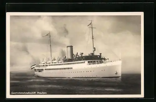AK Seemotorschiff Preussen auf hoher See