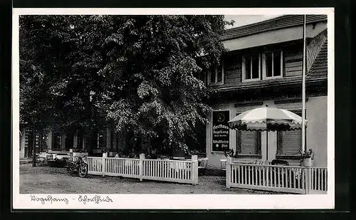 AK Zehdenick, Gasthaus Vogelsang mit Terrasse