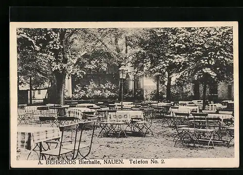 AK Nauen, Gasthaus A. Behrends Bierhalle - Gartenansicht