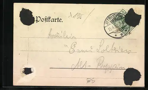 AK Neu-Ruppin, Partie in der Rheinsberger Strasse mit Blick auf Kirchturm