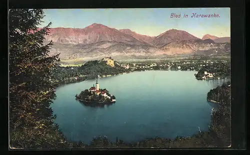 AK Bled, Ortsansicht mit See