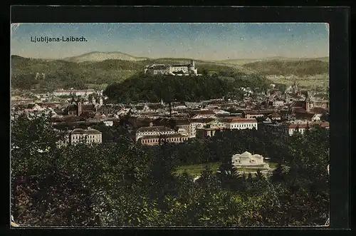 AK Laibach, Ortsansicht aus der Vogelschau