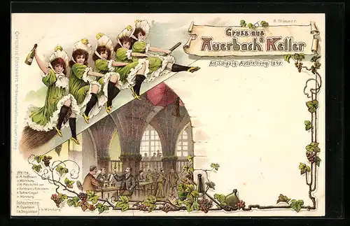 Lithographie Leipzig, Ausstellung 1897, Auerbachs Keller